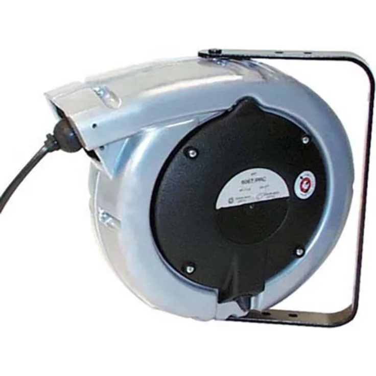 Gifas Electric 242546 Kabeltrommel, 10m Verlängerungskabel, geschlossenes Gehäuse aus silbergrauem Alu-Druckguss mit Befestigungsbügel