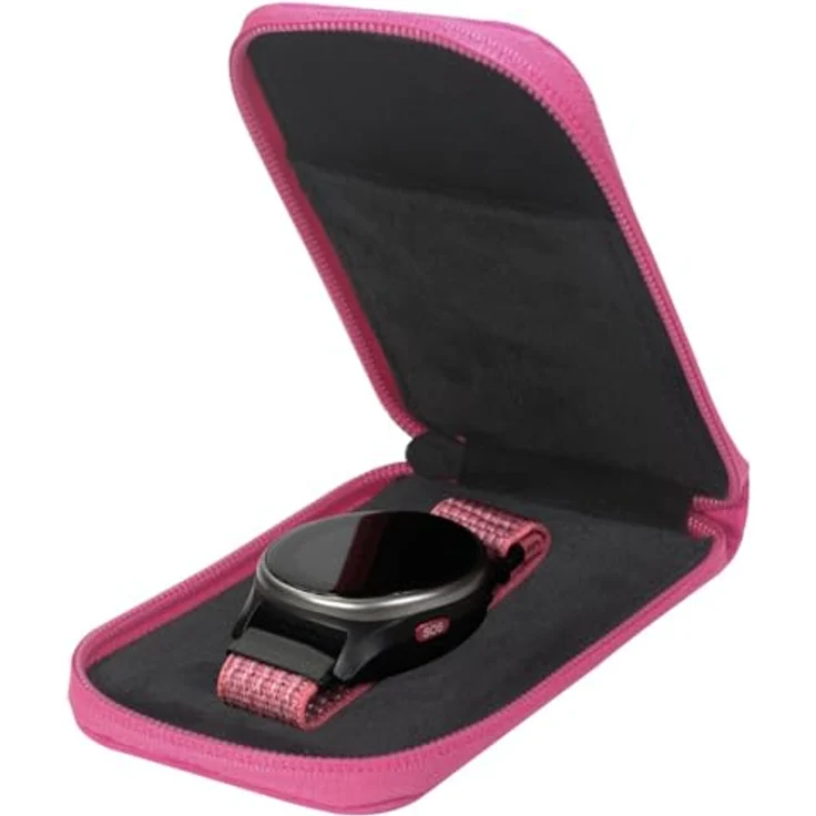 Anio Smartwatch Mäppchen, Schutztasche für Kinder-Smartwatches mit Innenfach und Reißverschluss, Hibiscus-Farbe – Bild 3