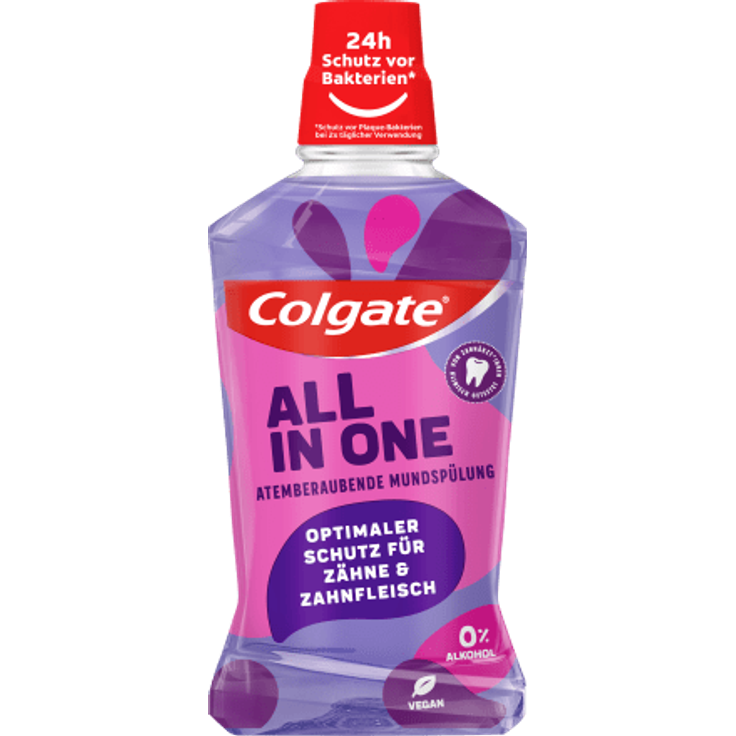 Colgate All in One Mundspülung 500 ml – 5-fach Schutz, Pro-Shield-Technologie, ohne Alkohol, fluoridhaltig, klinisch getestet