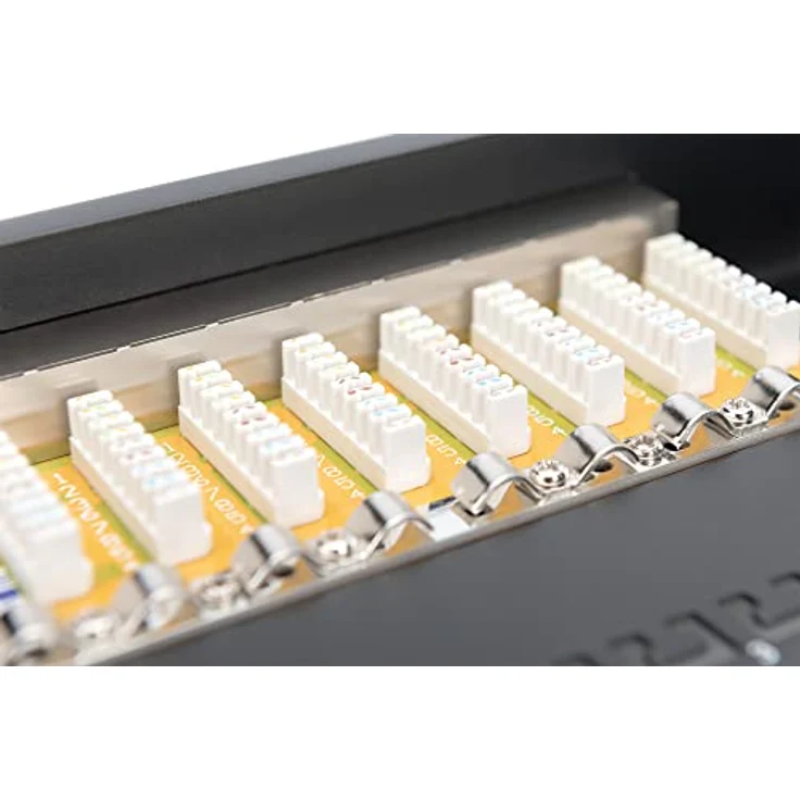 DIGITUS Professional, Cat 6 LSA Patchpanel, 16-Port, 19'' Rackmontage 1HE, geschirmt, zentraler Erdungsanschluss, Schwarz – Bild 6