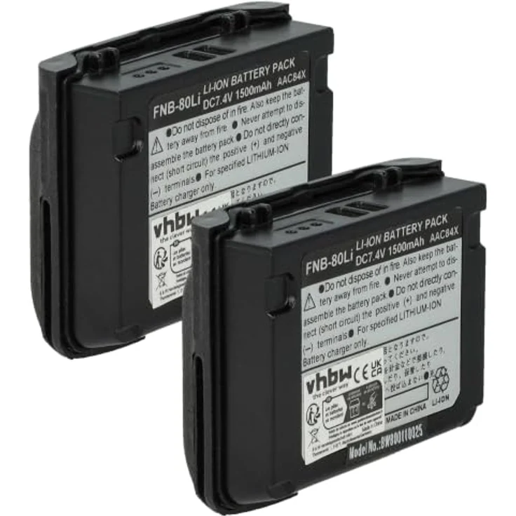 vhbw 2X Akku für Vertex Yaesu VX-7R, Hochleistungsakku mit 1500 mAh, wiederaufladbar, Lithium-Ion – Bild 1