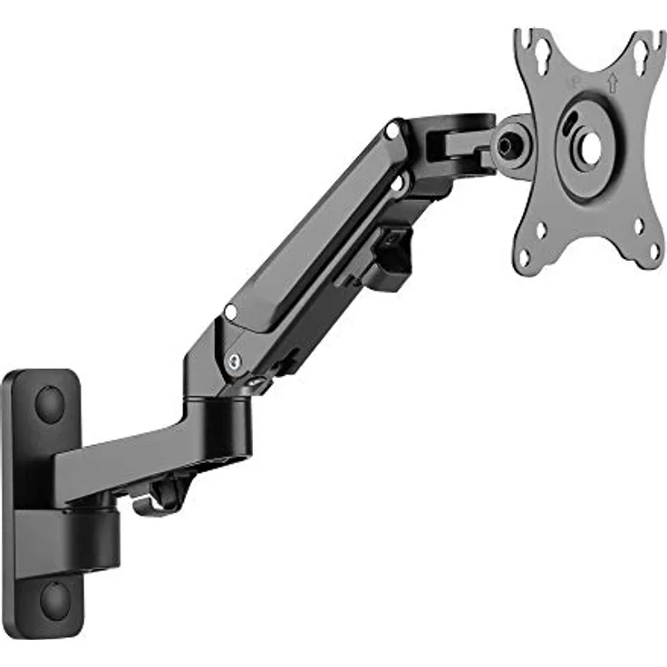 RICOO PC Monitor Wandhalterung höhenverstellbar Gasfeder Schwenkbar Neigbar für Bildschirm 17-27 Zoll, Halterung Wand S4411, Monitorhalterung, Bildschirmhalterung, VESA 75 x 75, 100x100 mm