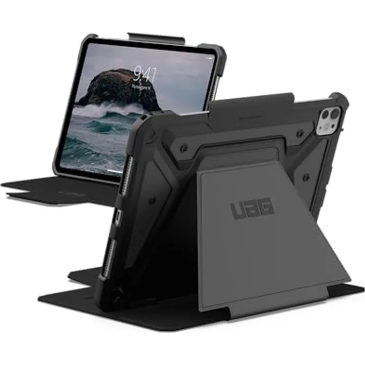 URBAN ARMOR GEAR Metropolis SE Case Apple iPad Pro 11 Hülle (M4 / 2024) (schwarz, Wake / Sleep Funktion, Apple Pencil 2 Stift-Halter, Standfunktion)