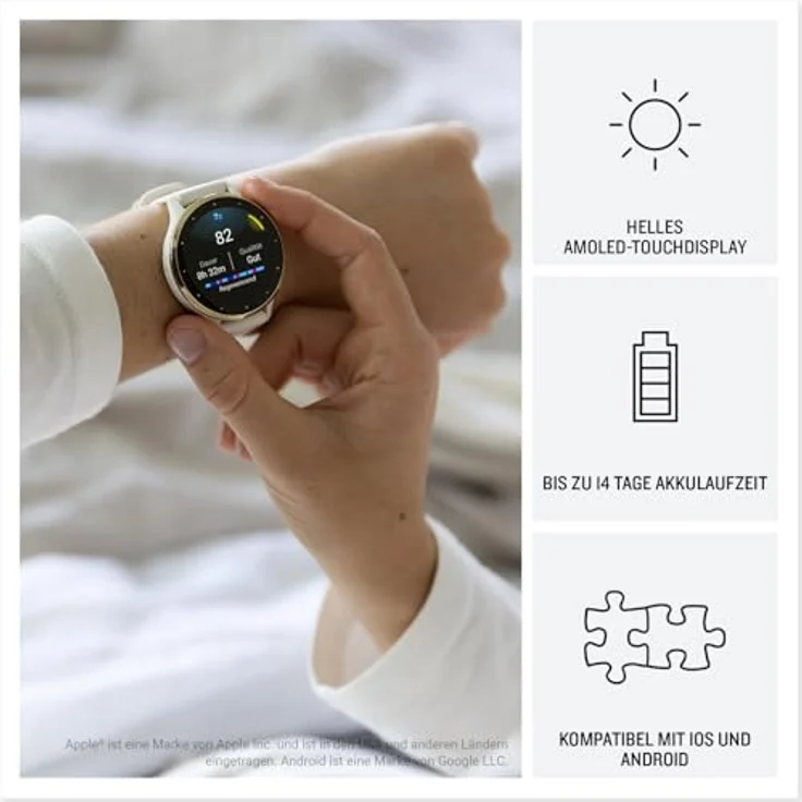 Garmin Venu 3S – GPS-Fitness-Smartwatch mit Bluetooth Telefonie, 1,1 Zoll AMOLED-Display, GarminPay, Rollstuhlmodus, elegante 41mm Variante – Bild 3