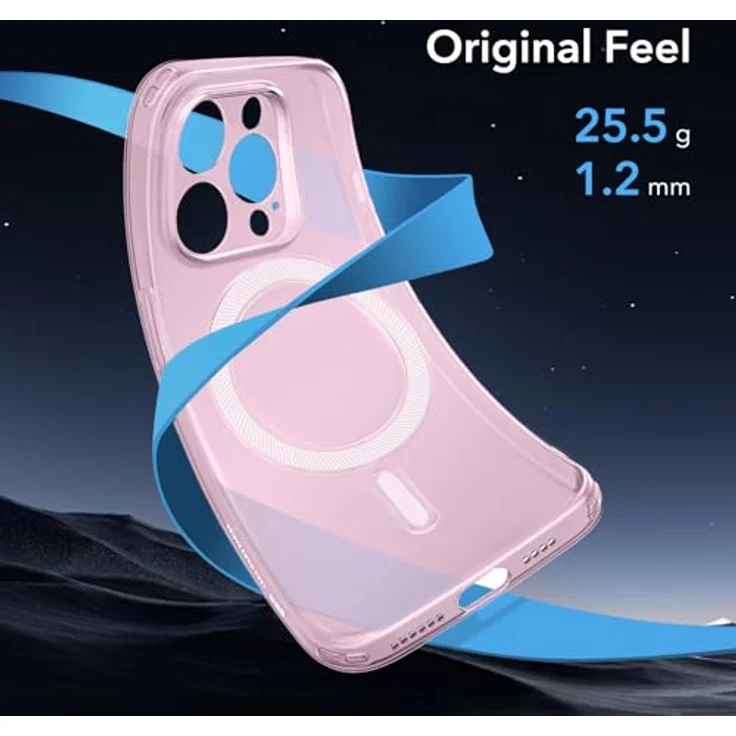 ESR iPhone 13 Pro Max Hülle, MagSafe-kompatibel, klare Silikon Schutzhülle, stoßfest und vergilbungsbeständig, Zero Serie, rosa – Bild 3
