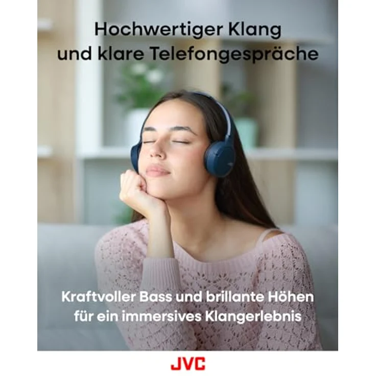 JVC HA-S33UC-A, USB-C On-Ear-Kopfhörer mit weichen Ohrpolstern, faltbar, Mikrofon & 3-Tasten-Fernbedienung, blau – Bild 3