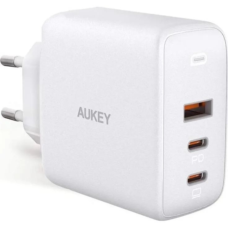 Aukey Omnia Mix3 (90 W), USB Ladegerät mit 3 Anschlüssen, Power Delivery 3.0, Weiss