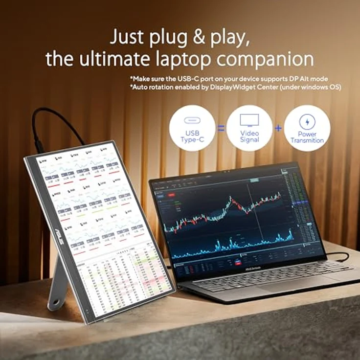 ASUS ZenScreen OLED MQ16AHE - 15,6 Zoll tragbarer USB Monitor - 100% DCI-P3, Full HD 1920x1080, 1ms, HDR 10, 360 Grad Stand, glänzend – Bild 3
