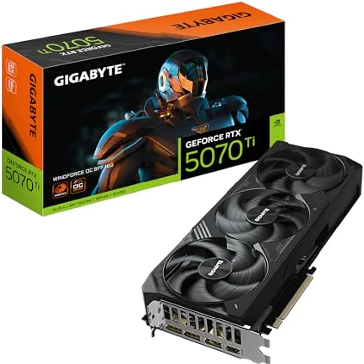 Gigabyte GeForce RTX 5070 Ti WINDFORCE OC SFF 16G Grafikkarte - 16GB GDDR7, 256 Bit, NVIDIA DLSS 4, GV-N507TWF3OC-16GD