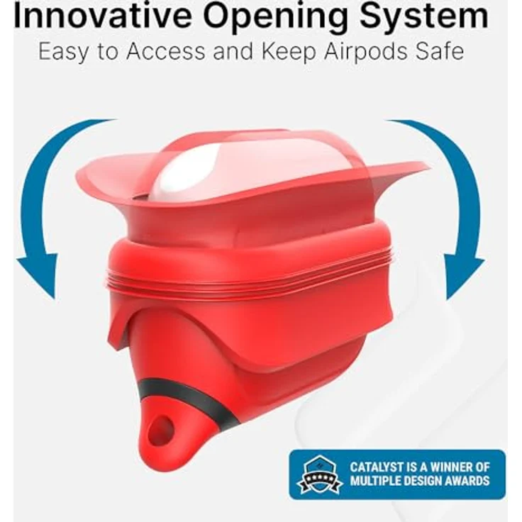 Catalyst Wasserdichtes Special Edition Case für AirPods Pro (1. und 2. Generation) – IP67 Schutz, einteiliges Design, hoher Fallschutz, mit Karabiner, Soft-Touch – Rot – Bild 5