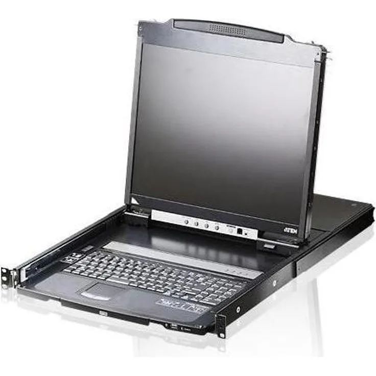 Aten CL5800N IT Dual Rail 19"-LCD-Konsole, 19" 1HE, KVM Switch mit PS/2-USB-Schnittstelle, VGA, Schwarz