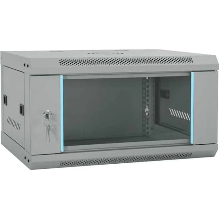 vidaXL Netzwerkschrank, Netzwerkschrank mit Speicher, grau, 60 x 45 x 35 cm, Stahl – Bild 1