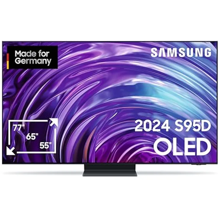 Samsung OLED 4K S95D Fernseher 65 Zoll, Samsung TV mit Neural Quantum 4K AI Gen2 Prozessor, OLED HDR Pro, OLED Glare free, Smart TV, GQ65S95DATXZG, Deutsches Modell [2024]