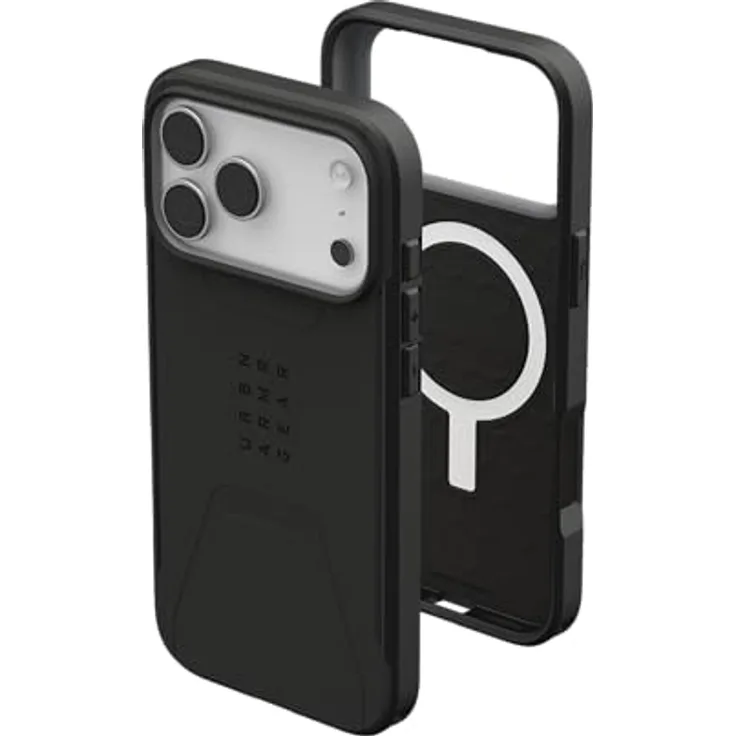 URBAN ARMOR GEAR Civilian MS Case für Apple iPhone 17 Pro Max, sturzfeste Handyhülle mit Wireless Charging, magnetischer Aufladung und erhöhtem Rand, schwarz