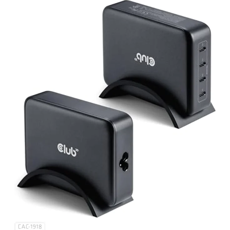 Club 3D CAC-1918 Reiseladegerät, 240W 4xUSB Typ-C mit Power Delivery und GaN-Technologie, Schwarz – Bild 3
