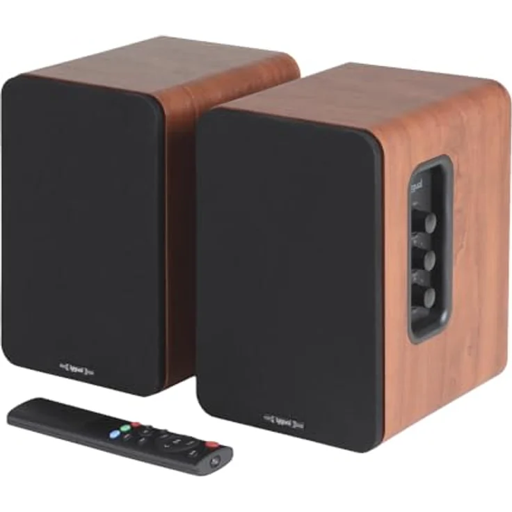 iggual 2.0 Aktive Bluetooth-Lautsprecher, 50 W RMS, Hi-Fi Sound, Bluetooth 5.3, USB, HDMI ARC, Mahagoni-Finish – Bild 1
