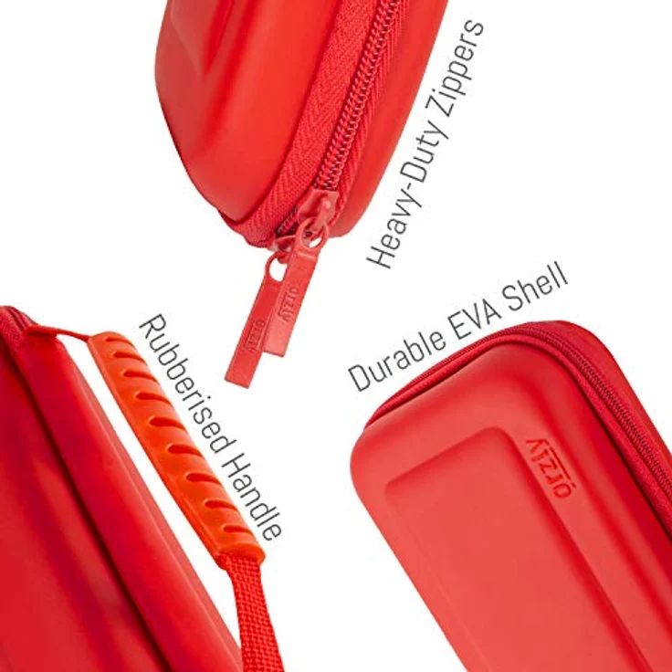 Orzly Tragetasche für Nintendo Switch und New Switch OLED, harte Reisetasche mit Zubehörfächern, rot – Bild 5