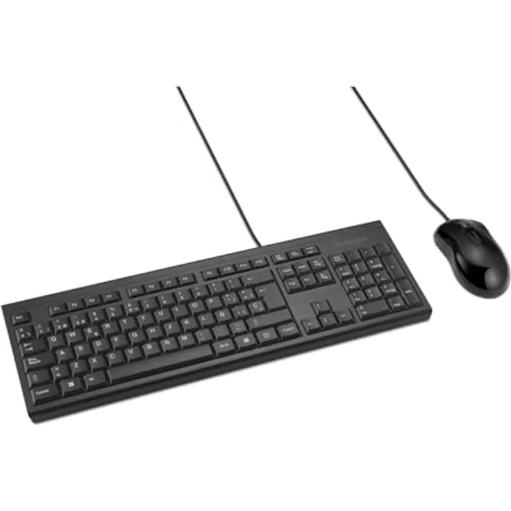 Kensington KM100 Kabelgebundenes Desktop-Set, ergonomische Tastatur und Maus, schwarz