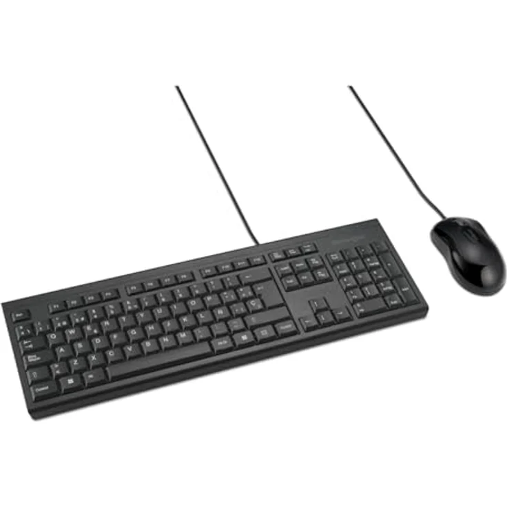 Kensington KM100 Kabelgebundenes Desktop-Set, ergonomische Tastatur und Maus, schwarz – Bild 1