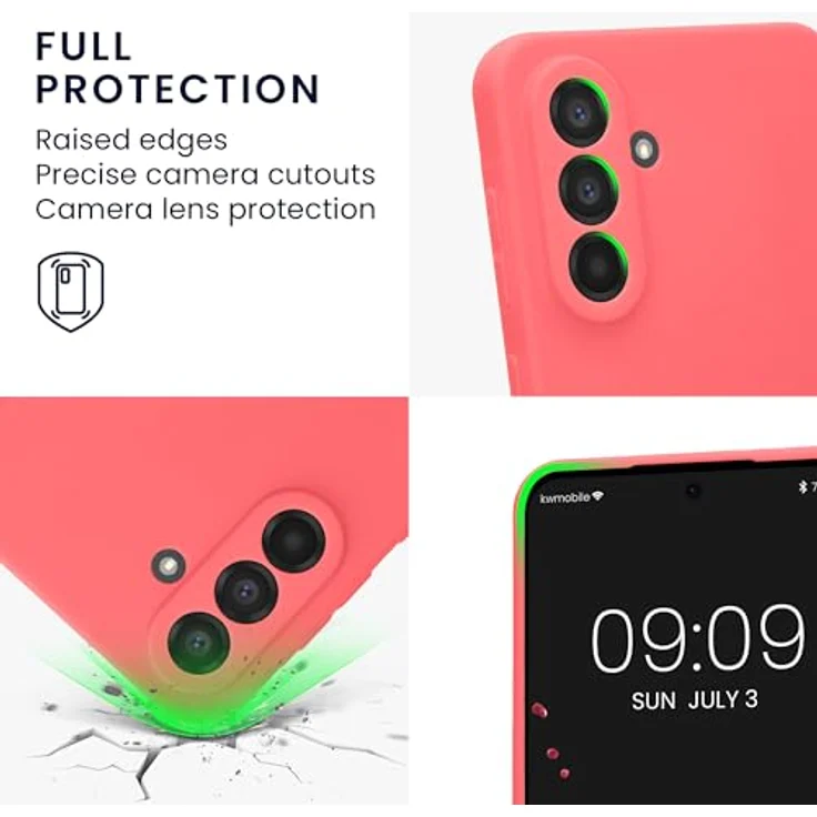 kwmobile Handyhülle für Samsung Galaxy A56 5G - flexibles Silikon Case in Neon Koralle, reißfest und rutschfest mit präzisen Ausschnitten – Bild 3