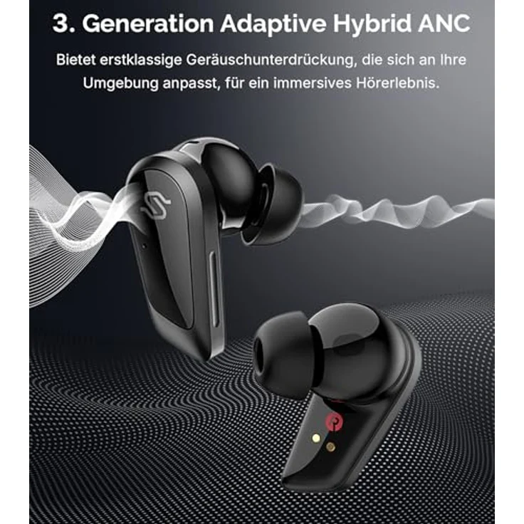 Edifier STAX Spirit S10 True Wireless Planar Magnetic Earbuds mit ANC, Snapdragon Sound, Hi-Res Audio (LDAC LHDC), Bluetooth 5.4, 6 Mics Hi-Fi Calling, Wearing Detection, IP54 - Schwarz – Bild 5