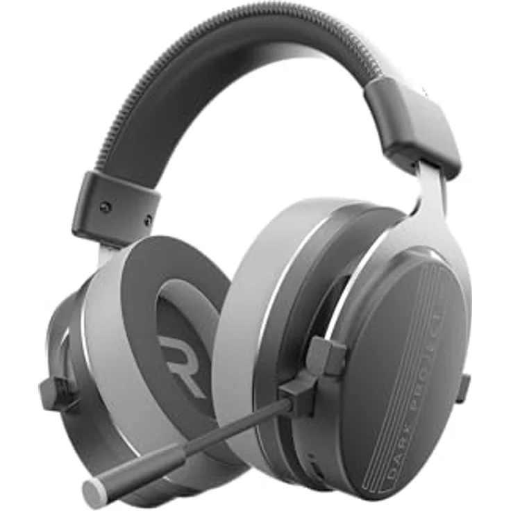 Dark Project DPO Vexo Wless Grey, Gaming Headset mit kabelgebundener und kabelloser Nutzung, 50-mm-Treibern, lange Akkulaufzeit von 22 Stunden, grau – Bild 1