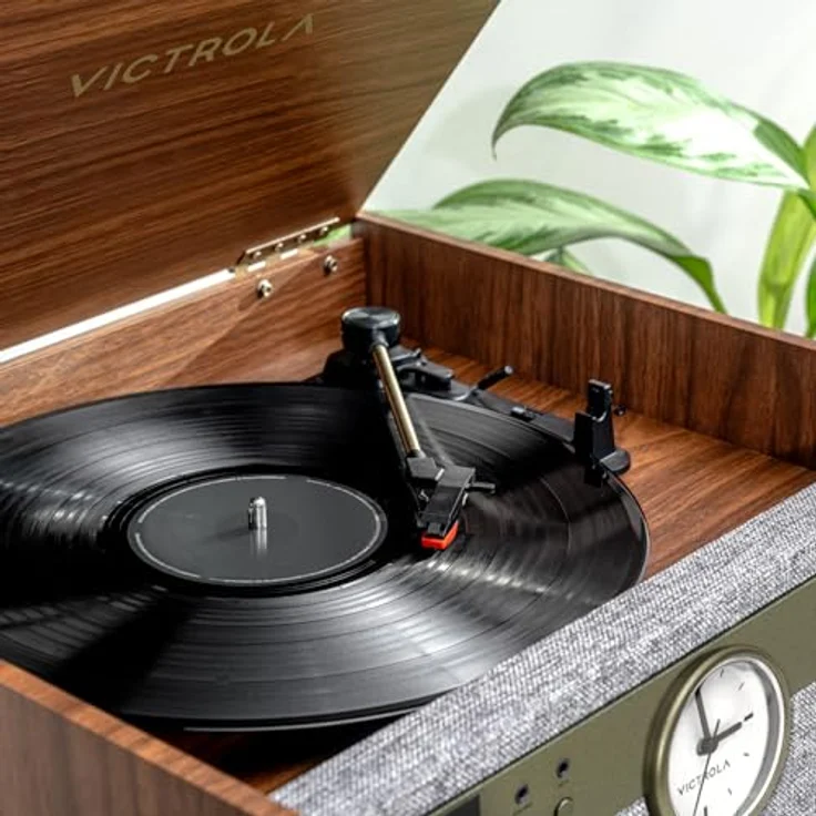 Victrola The Century 6-in-1 Music Center, Plattenspieler mit Bluetooth, CD-Player, Kassettendeck und UKW-Radio, braun – Bild 8