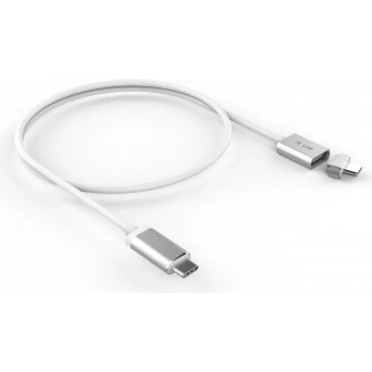 LMP 17216, USB-C Kabel 1,8 m mit magnetischem Sicherheitsanschluss, bis zu 100 W, Silber