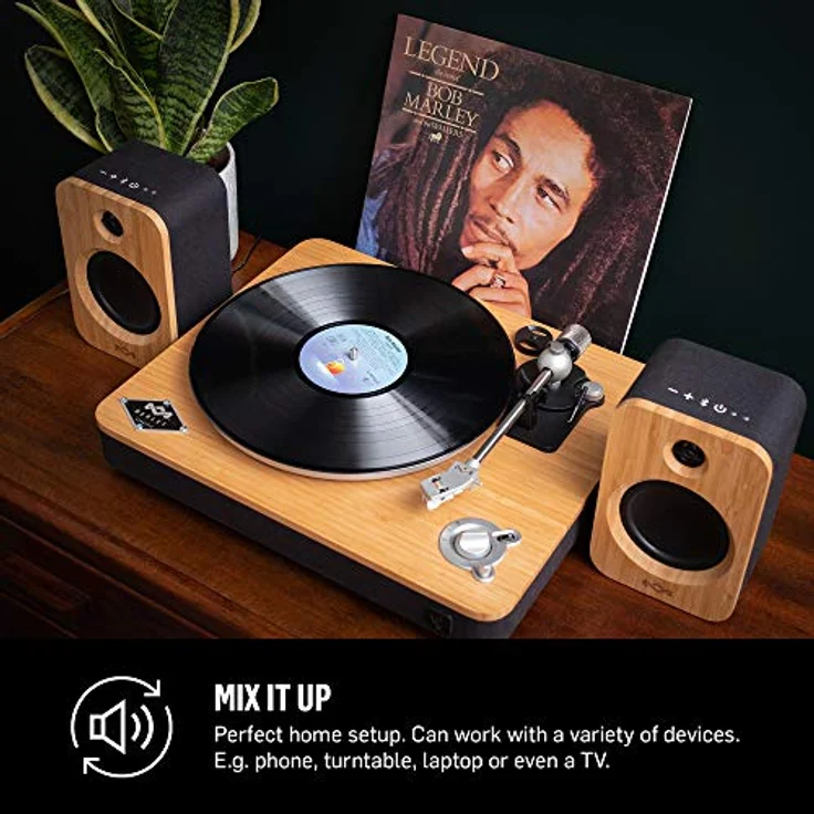 House of Marley Get Together Duo Bluetooth-Lautsprecher - Nachhaltig hergestellte Regallautsprecher , Wireless Soundsystem, Netzbetrieb/ 20 Stunden Akku, Aux-in-Funktion, High-Definition-Verstärker – Bild 4