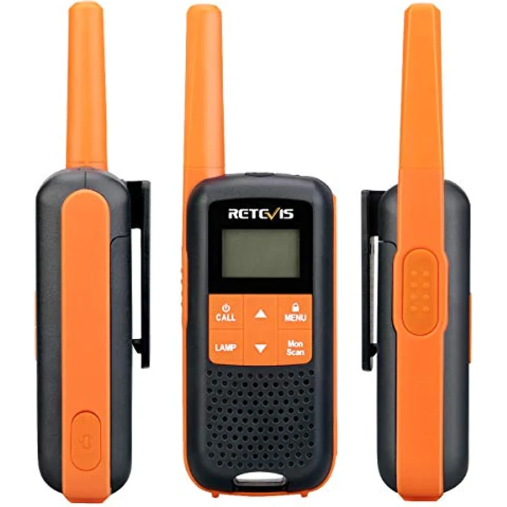Retevis RT649 Walkie Talkie Lizenzfrei PMR446 Funkgerät Set 16 Kanäle VOX LED Taschenlampe IP65 Wasserdichtes Scan Zwei Lademethoden (Orange, 2 STK.) – Bild 6