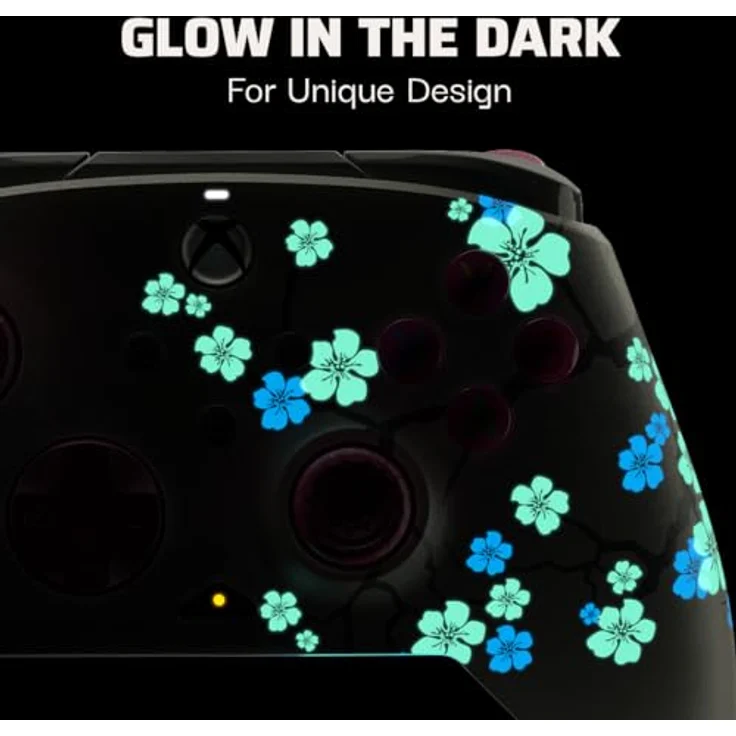 PDP Rematch - Blossom (Glow In Dark) Gamepad - Microsoft Xbox One, Xbox Series S, PC, Grau, Violett, programmierbare Rücktasten, Dual-Rumble-Motoren, integrierte Lautstärkeregler – Bild 5