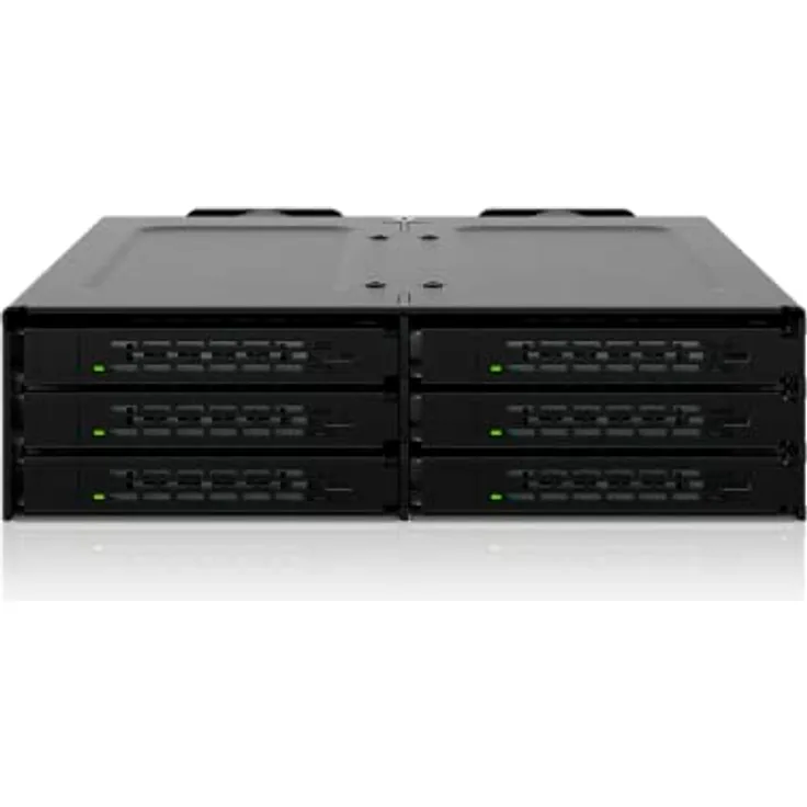 ICY DOCK ToughArmor MB118VP-B - 6-Bay U.2 / U.3 NVMe PCIe 4.0 SSD zu 3 x SlimSAS 8i (SFF-8654) Wechselrahmen/Backplane in 5,25" Schacht schwarz komplett Metall