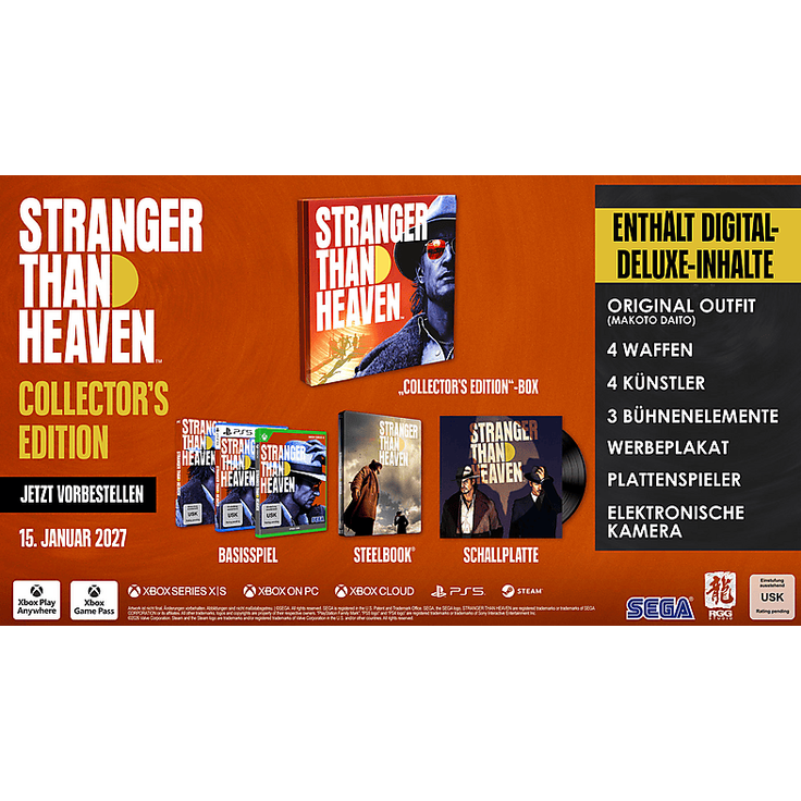 SEGA STRANGER THAN HEAVEN - Collector's Edition [PlayStation 5], inkl. Basisspiel, Steelbook, Schallplatte und digitale Deluxe Inhalte