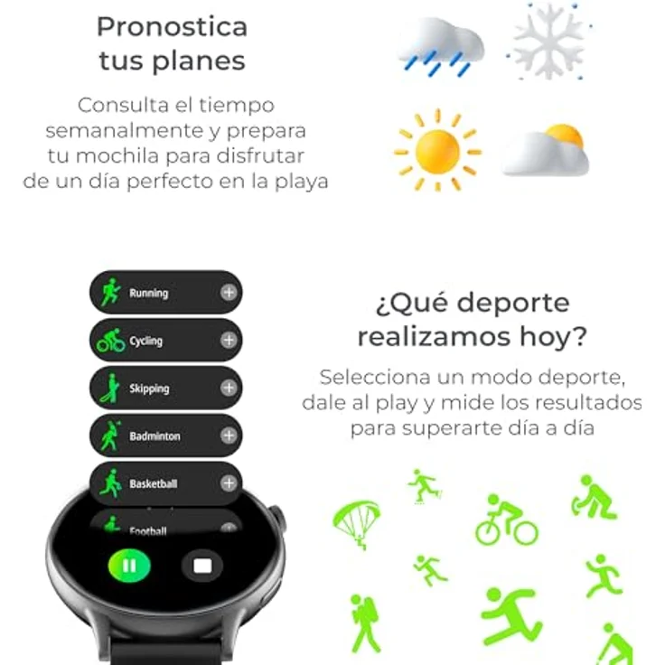 KSIX Smartwatch Core 2, 1,43 Zoll AMOLED-Display, integriertes Mikrofon und Lautsprecher, Rosa (47 mm) – Bild 6