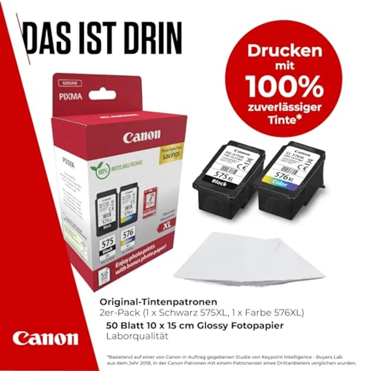 Canon Originaltinte PG-560XL / CL-561XL (2 Tintenpatronen; Schwarz+Farbe) - Photo Value Pack (inkl. Canon Fotopapier GP-501 50 Blatt 10x15cm) – Bild 3