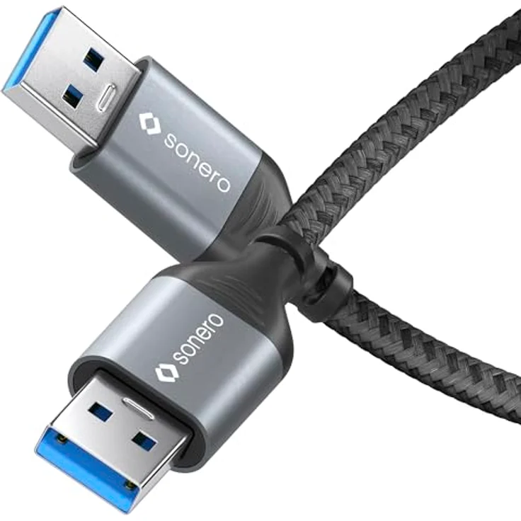 Sonero USB-A auf USB-A Datenkabel, USB 3.0, 5GB/s, space grey/schwarz, 1,50m – Bild 1