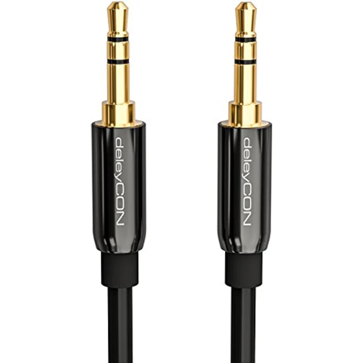 deleyCON 3m Klinkenkabel 3,5mm AUX Kabel Stereo Audio Kabel Klinkenstecker gerade für PC Laptop Handy Smartphone Tablet KFZ HiFi-Receiver schwarz – Bild 3