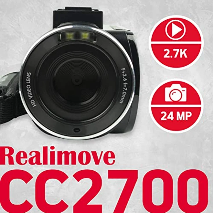 AGFA Photo Realimove CC2700 Camcorder - 2.7K Video, 24MP Foto, 3.0'' IPS Touchscreen, 18X Digitalzoom, LED Licht, Schwarz – Bild 3