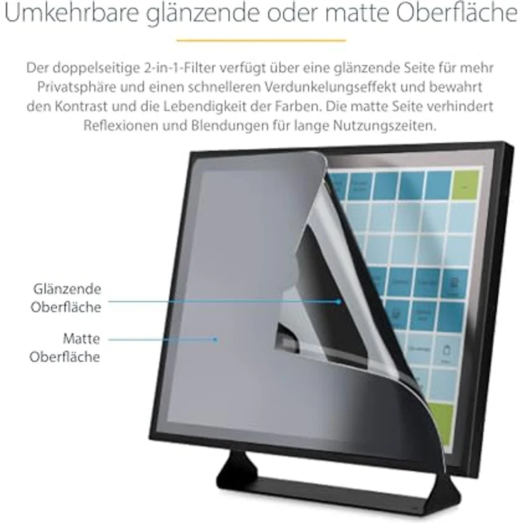 StarTech.com 19 Zoll 5:4 Monitor Sichtschutzfilter, Anti-Glare mit 51% Blaulichtreduzierung und +/- 30 Grad Blickwinkel – Bild 3