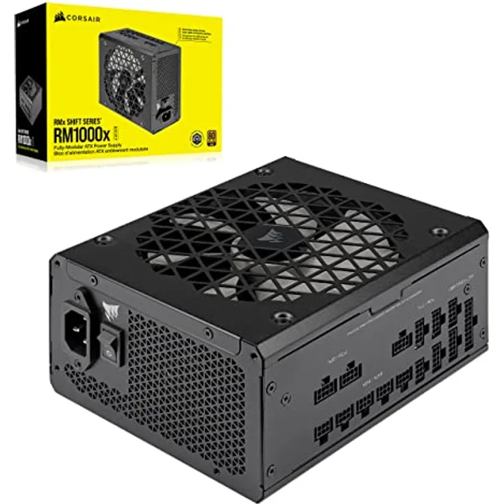 Corsair RM1000x Shift Vollmodulares ATX-Netzteil - Modulare Seitenschnittstelle - ATX 3.0- & PCIe 5.0-kompatibel - Null-Drehzahl-Lüftermodus - 105°C-Kondensatoren - 80 Plus Gold-Effizienz - Schwarz