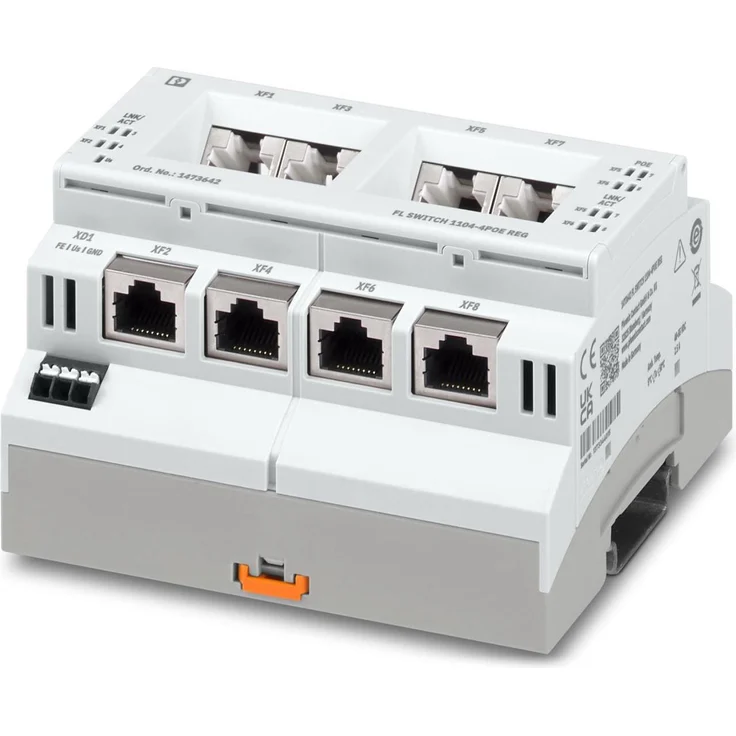 Phoenix Contact PHOE Switch Industrial Ethernet, Unmanaged 4-Port Netzwerk Switch mit 1000 Mbit/s und Power over Ethernet (PoE+)