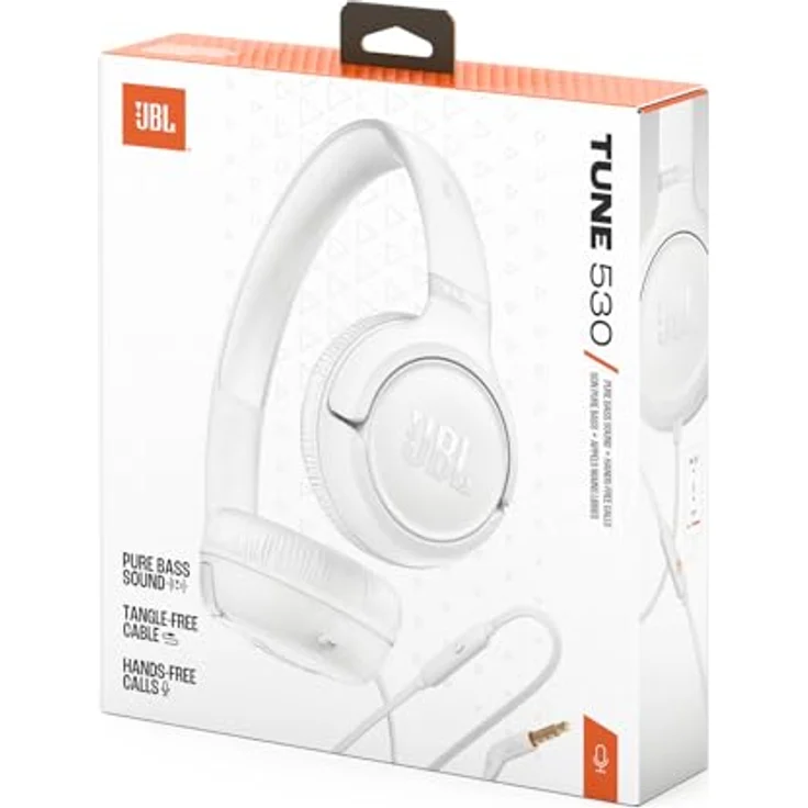 JBL Tune 530, Comfort-Fit Wired On Ear Kopfhörer mit Mikrofon, reiner Bass-Sound, EQ-Voreinstellungen, faltbares Design, verwicklungsfreies Kabel, Weiß – Bild 9