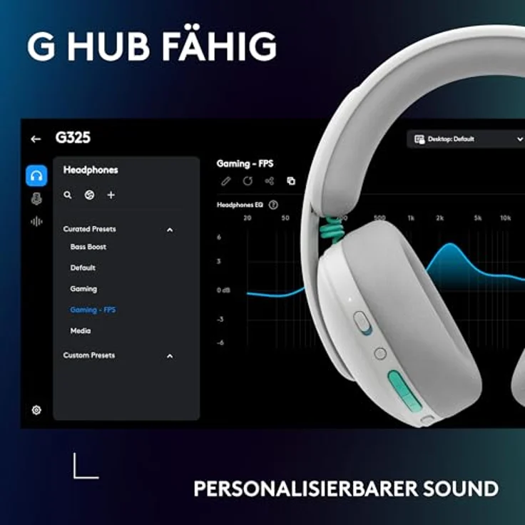 Logitech Lightspeed G325, Kabelloses Gaming Headset mit Over-Ear-Design und integriertem Mikrofon, Weiss – Bild 10