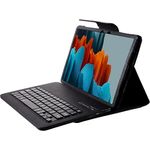 Cazy Tastatur Hülle Kompatibel mit Samsung Galaxy Tab S7/S8 - Magnetisch Abnehmbare QWERTY-Tastatur - Stoßabsorbierendes PU-Leder Etui (Schwarz)