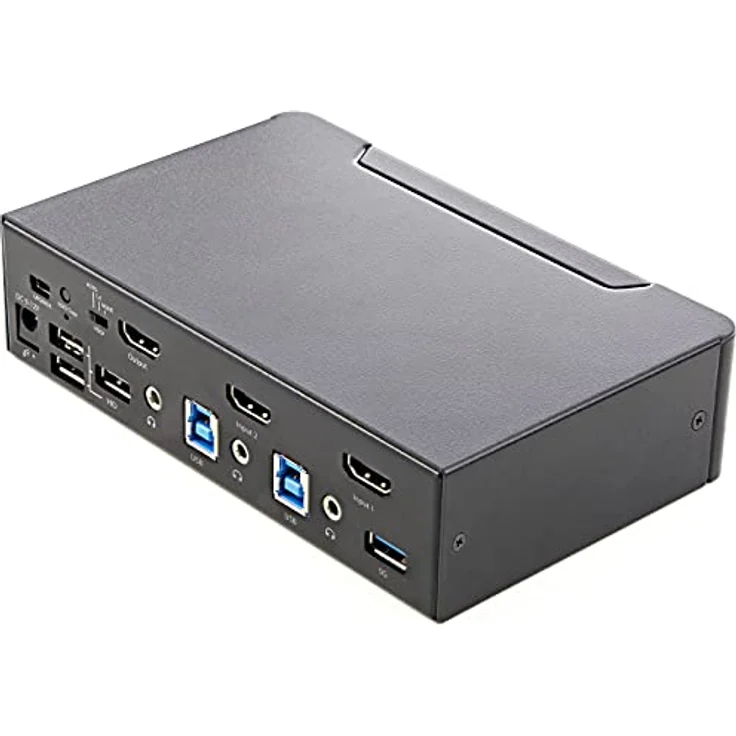 StarTech.com 2 Port HDMI KVM-Switch - Einzelmonitor 4K 60Hz Ultra HD HDR - HDMI 2.0 KVM Umschalter mit 2 Port USB-3.0-Hub (5 Gbit/s) und 4X USB 2.0-HID, Audio - Hotkey - TAA (SV231HU34K6) – Bild 3
