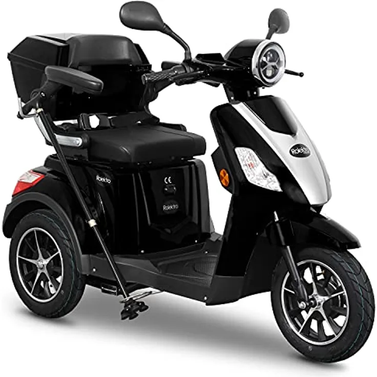 Rolektro E-Trike 25 V.2 Dreirad Schwarz - Elektromobil 1000W - E-Mobil mit 50km RW - Seniorenmobil mit Straßenzulassung