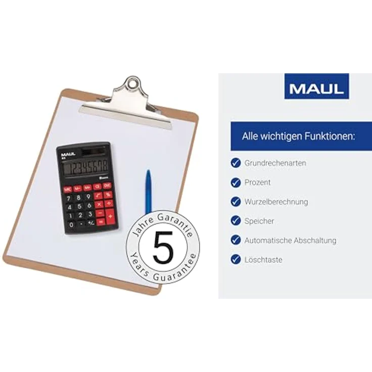 Maul M 8 Taschenrechner Schwarz Display (Stellen): 8 batteriebetrieben, solarbetrieben – Bild 6