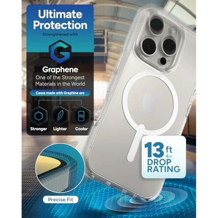 ZAGG Crystal Palace Snap iPhone 16 Pro [6.3-Inch], Transparent, Graphen-verstärkt, MagSafe kompatibel, Stoßfest & Kratzfest – Bild 4