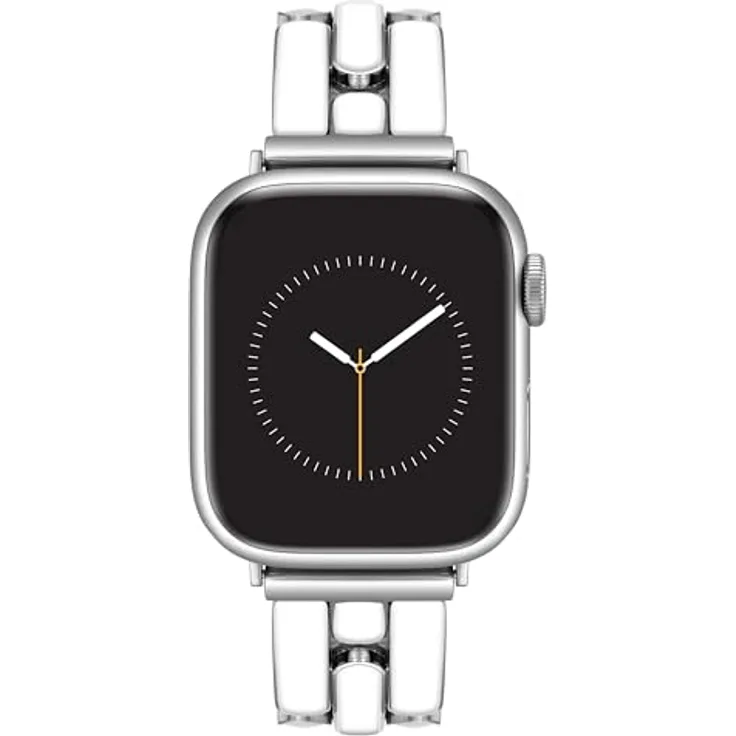 Anne Klein Modisches Armband für Apple Watch, verstellbares Metallglieder-Ersatzband in Weiß/Silber, kompatibel mit 42mm (Series 10) sowie 38/40/41mm, WK/1049SVWT38