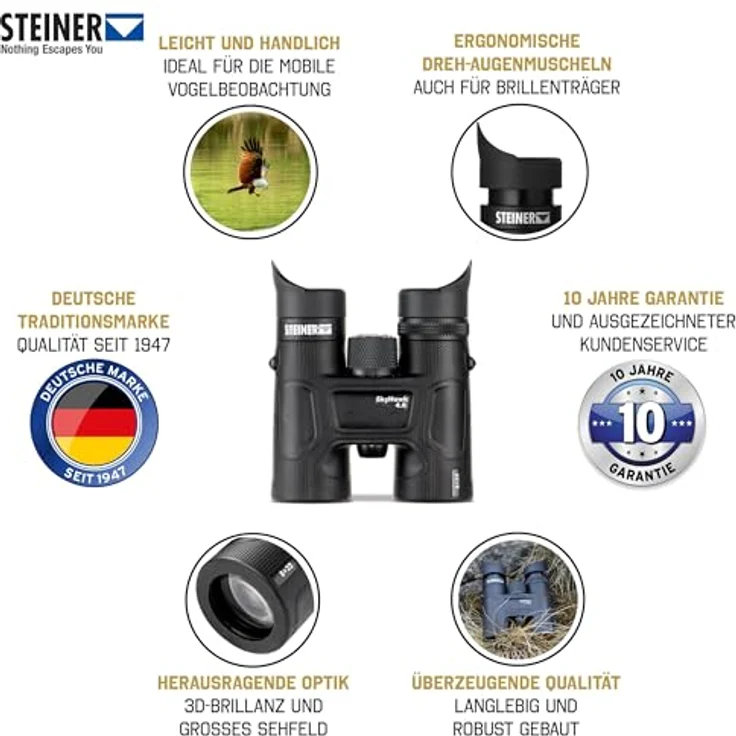 Steiner Fernglas Skyhawk 4.0 8x32 - Deutsche Marken-Qualität, 10 Jahre Garantie, für Erwachsene, leicht & handlich, hochwertig & robust, Profi-Fernglas für Natur,- Tier- und Vogelbeobachtungen – Bild 2